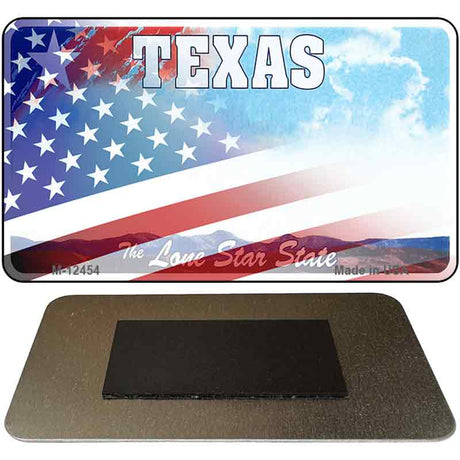 Texas with American Flag Novelty Metal Magnet M-12454