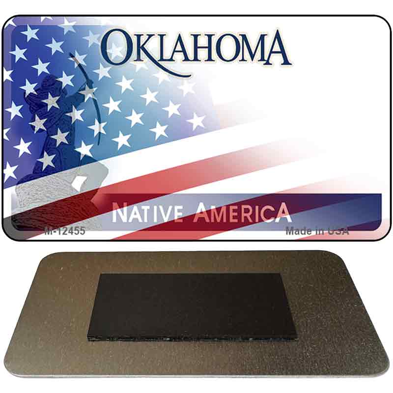 Oklahoma with American Flag Novelty Metal Magnet M-12455