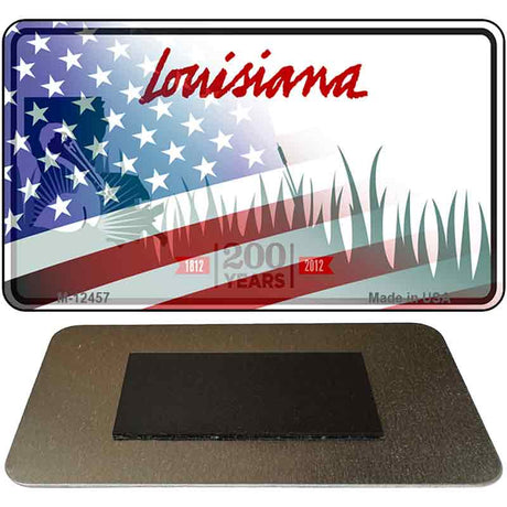 Louisiana with American Flag Novelty Metal Magnet M-12457