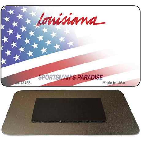 Louisiana with American Flag Novelty Metal Magnet M-12458