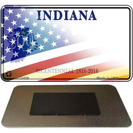 Indiana with American Flag Novelty Metal Magnet M-12459