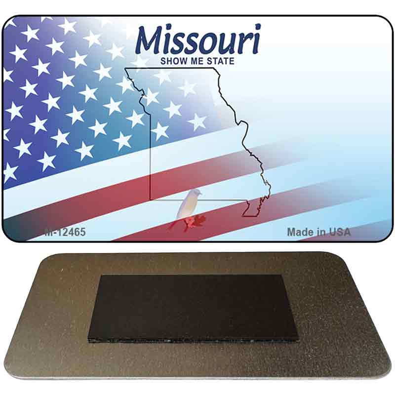 Missouri with American Flag Novelty Metal Magnet M-12465