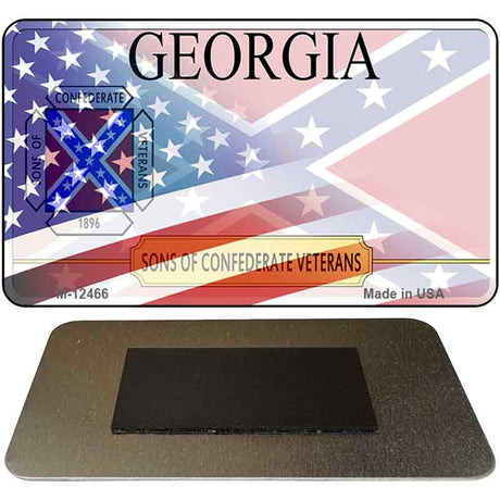 Georgia with American Flag Novelty Metal Magnet M-12466