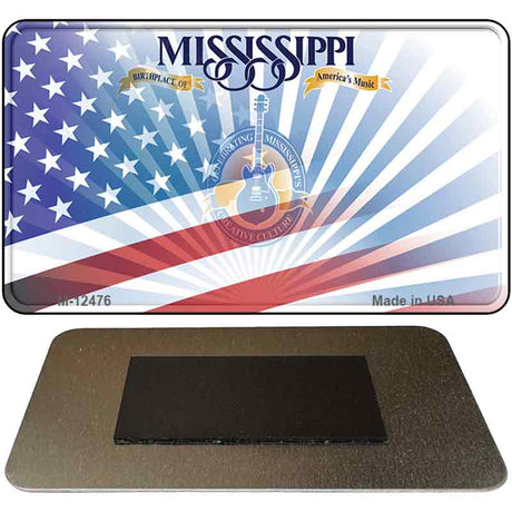 Mississippi with American Flag Novelty Metal Magnet M-12476