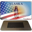 Alaska with American Flag Novelty Metal Magnet M-12478