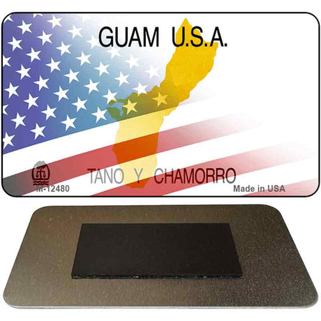 Guam with American Flag Novelty Metal Magnet M-12480