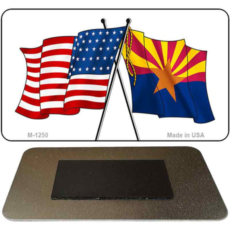 Arizona USA Crossed Flags Novelty Metal Magnet M-1250