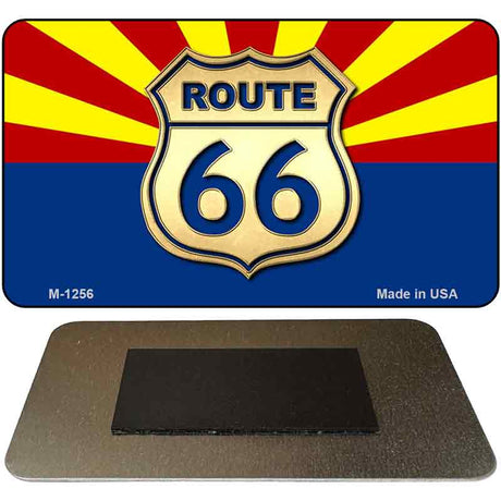 Route 66 With Arizona Flag Novelty Metal Magnet M-1256