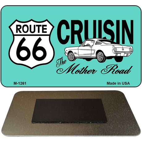 Route 66 Cruisin Mustang Novelty Metal Magnet M-1261