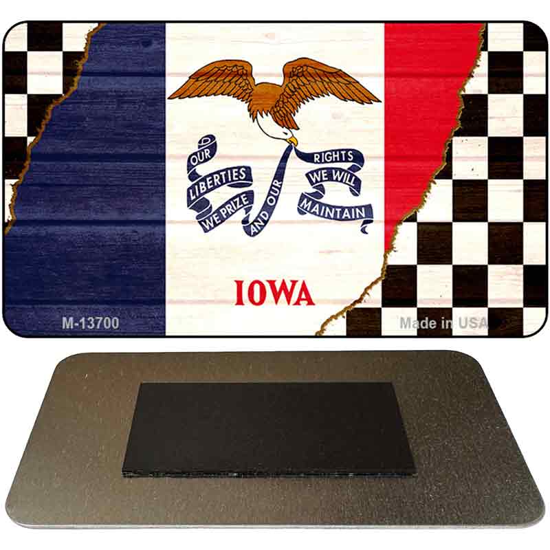 Iowa Racing Flag Novelty Metal Magnet M-13700