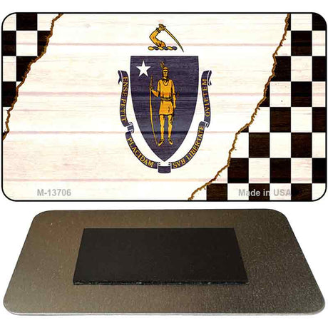 Massachusetts Racing Flag Novelty Metal Magnet M-13706