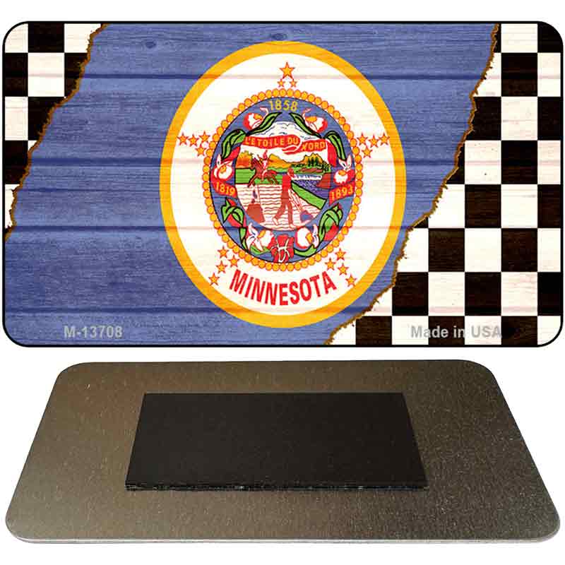 Minnesota Racing Flag Novelty Metal Magnet M-13708