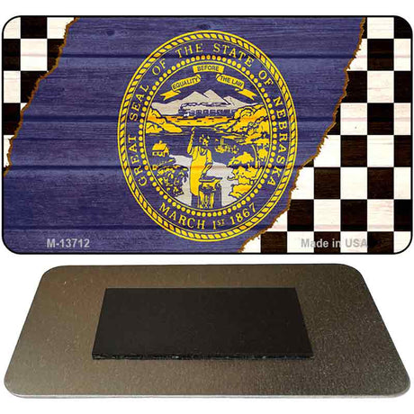 Nebraska Racing Flag Novelty Metal Magnet M-13712