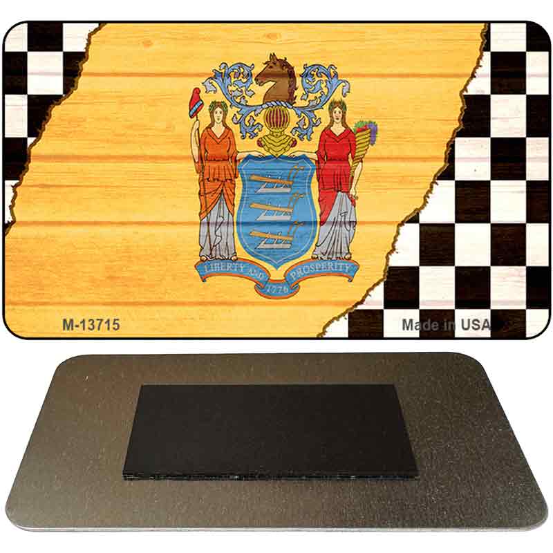 New Jersey Racing Flag Novelty Metal Magnet M-13715