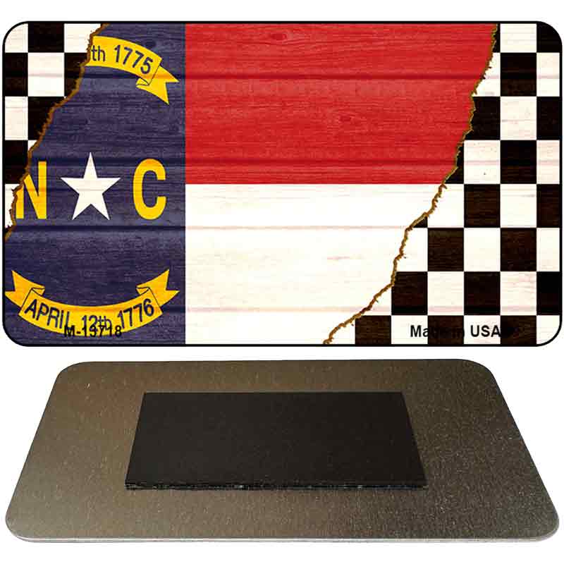 North Carolina Racing Flag Novelty Metal Magnet M-13718