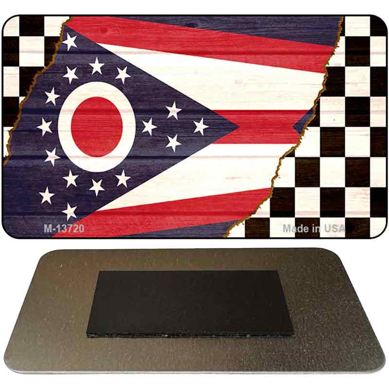 Ohio Racing Flag Novelty Metal Magnet M-13720