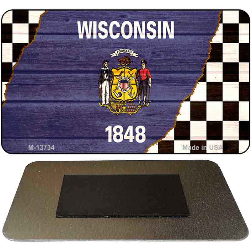 Wisconsin Racing Flag Novelty Metal Magnet M-13734