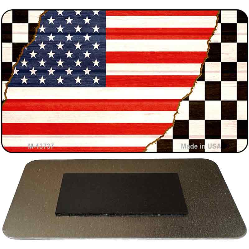 USA Racing Flag Novelty Metal Magnet M-13737