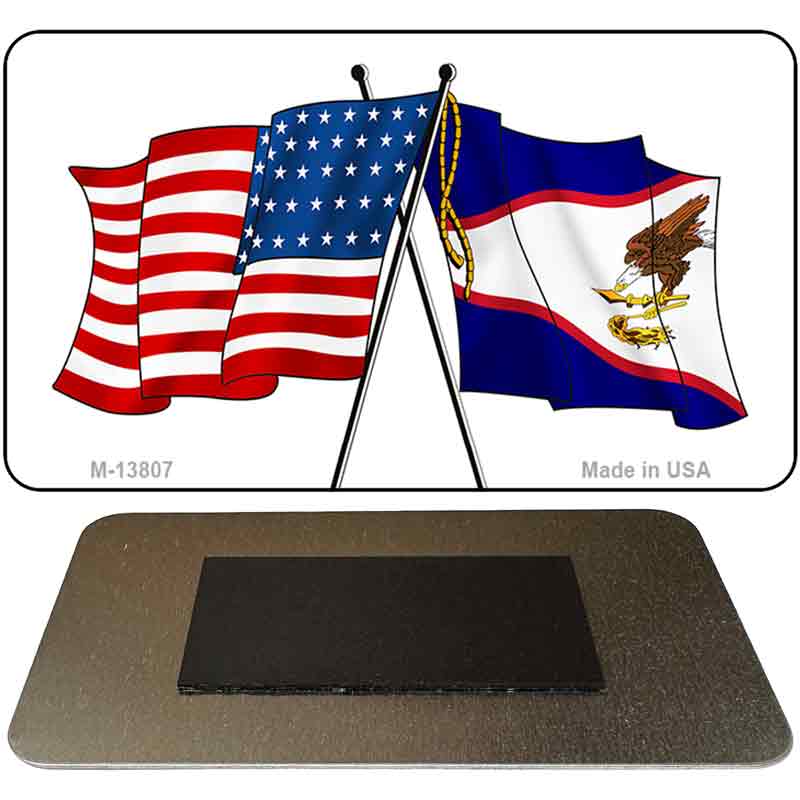 American Samoa USA Crossed Flags Novelty Metal Magnet