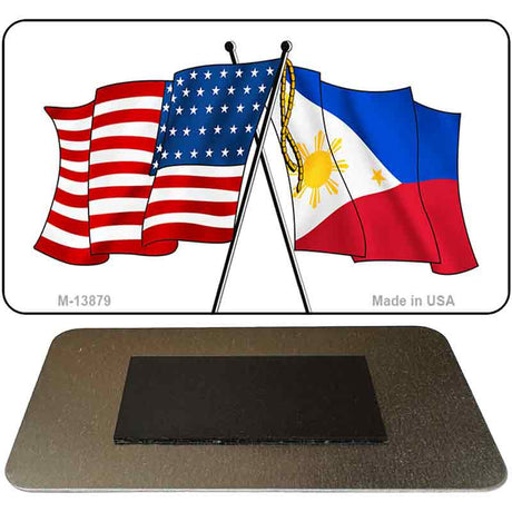 Philippines US Crossed Flag Novelty Metal Magnet