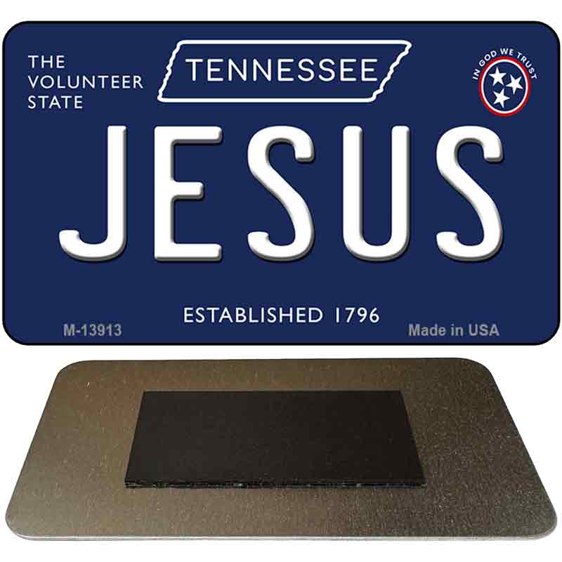 Jesus Tennessee Blue Novelty Metal Magnet