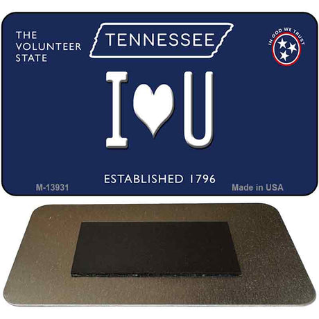 I Heart U Tennessee Blue Novelty Metal Magnet