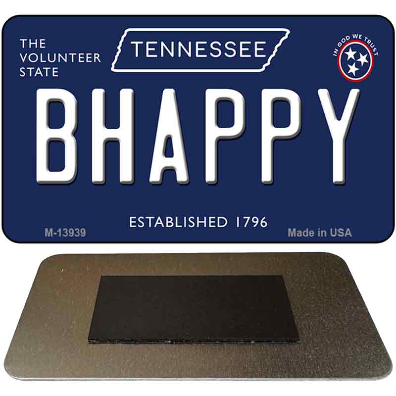 B Happy Tennessee Blue Novelty Metal Magnet