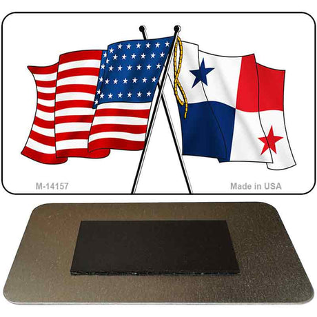 Panama Crossed US Flag Novelty Metal Magnet