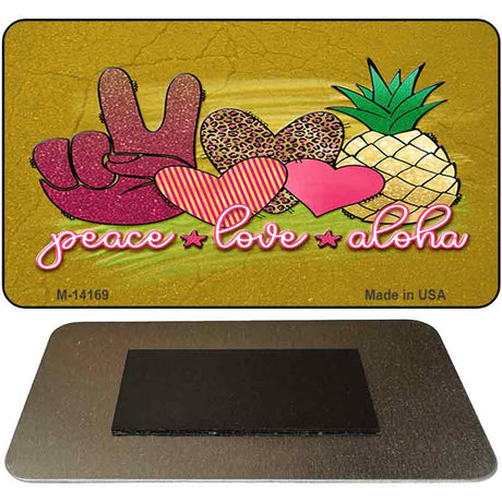 Peace Love Aloha Novelty Metal Magnet