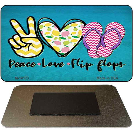 Peace Love Flip Flops Novelty Metal Magnet