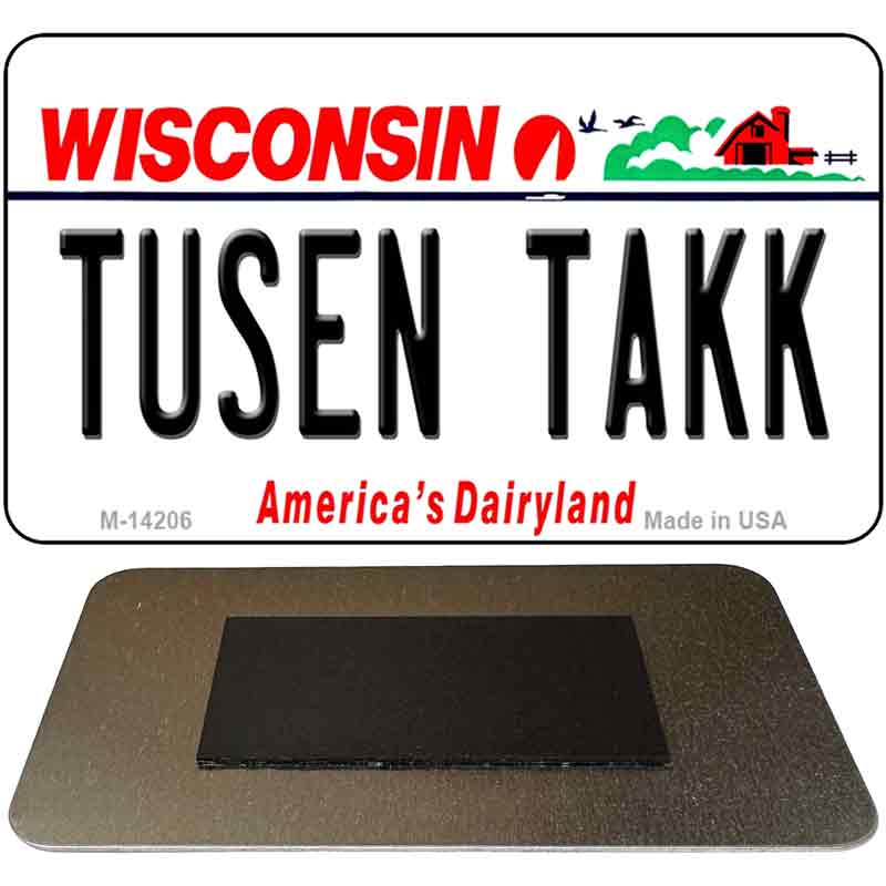 Tusen Takk Wisconsin Novelty Metal Magnet