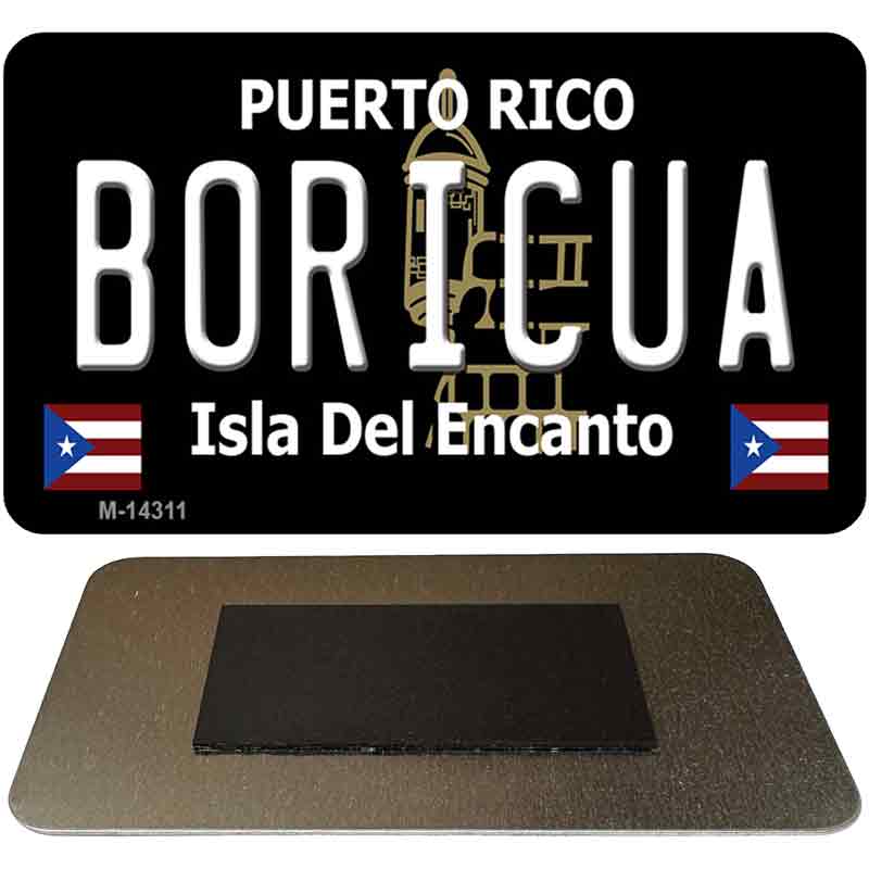 Boricua Puerto Rico Black Novelty Metal Magnet