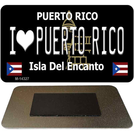 I Love Puerto Rico Black Novelty Metal Magnet