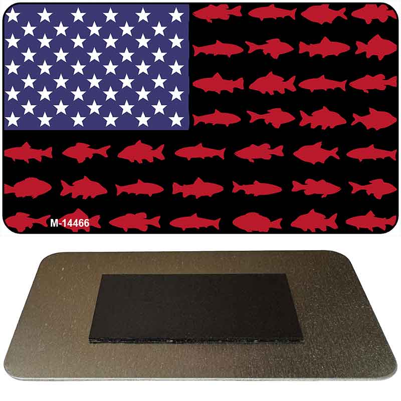 Fishermans American Flag Novelty Metal Magnet M-14466