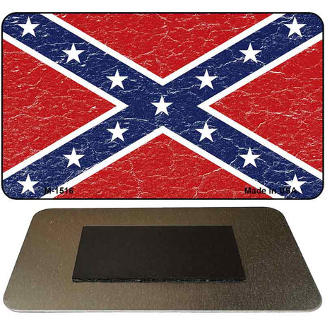 Confederate Flag Distressed Novelty Metal Magnet M-1516