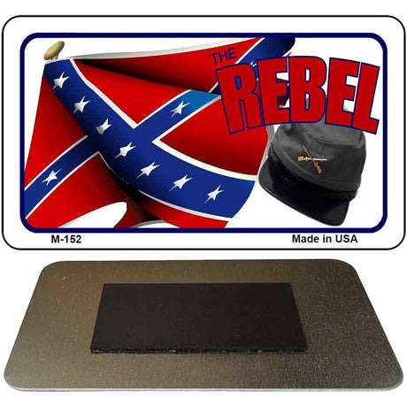 Rebel Cap And Confederate Flag Novelty Metal Magnet M-152