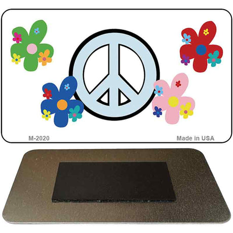 Peace Sign and Flowers Novelty Metal Magnet M-2020