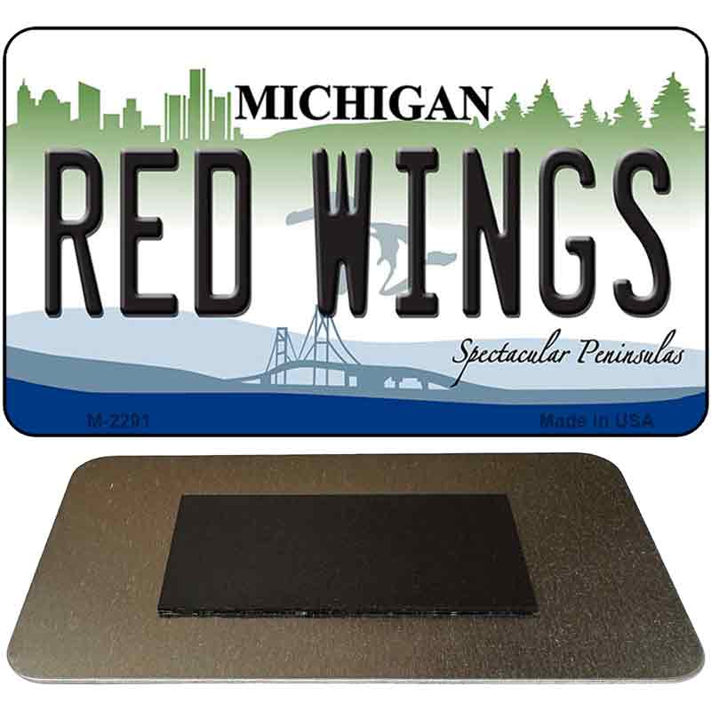 Red Wings Michigan State License Plate Tag Magnet M-2291