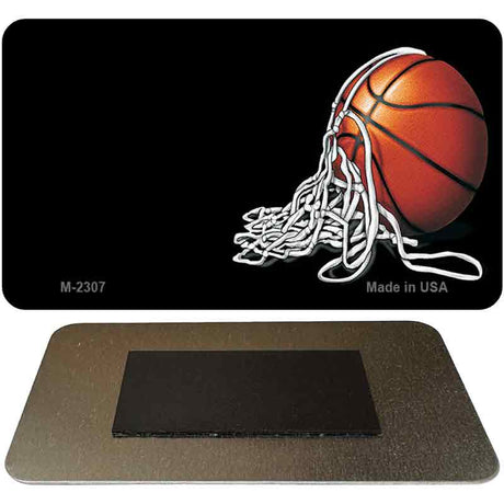 Basketball and Net Offset Novelty Metal Magnet M-2307