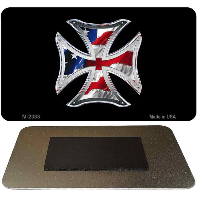 Maltese Cross American Flag Novelty Metal Magnet M-2333