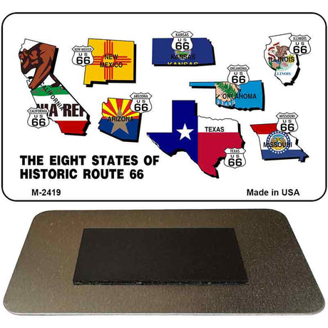 Route 66 Historic Eight Flags Novelty Metal Magnet M-2419