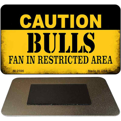 Caution Bulls Fan Area Novelty Metal Magnet M-2596