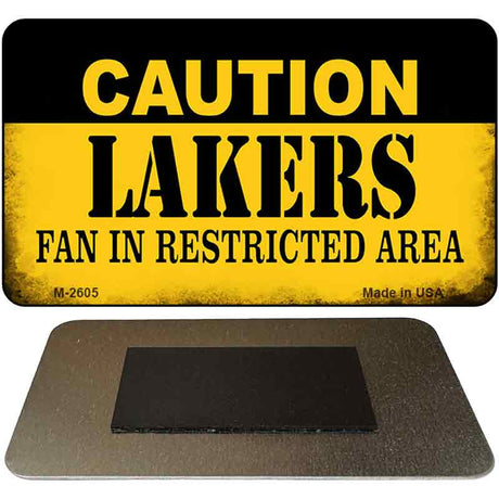 Caution Lakers Fan Area Novelty Metal Magnet M-2605