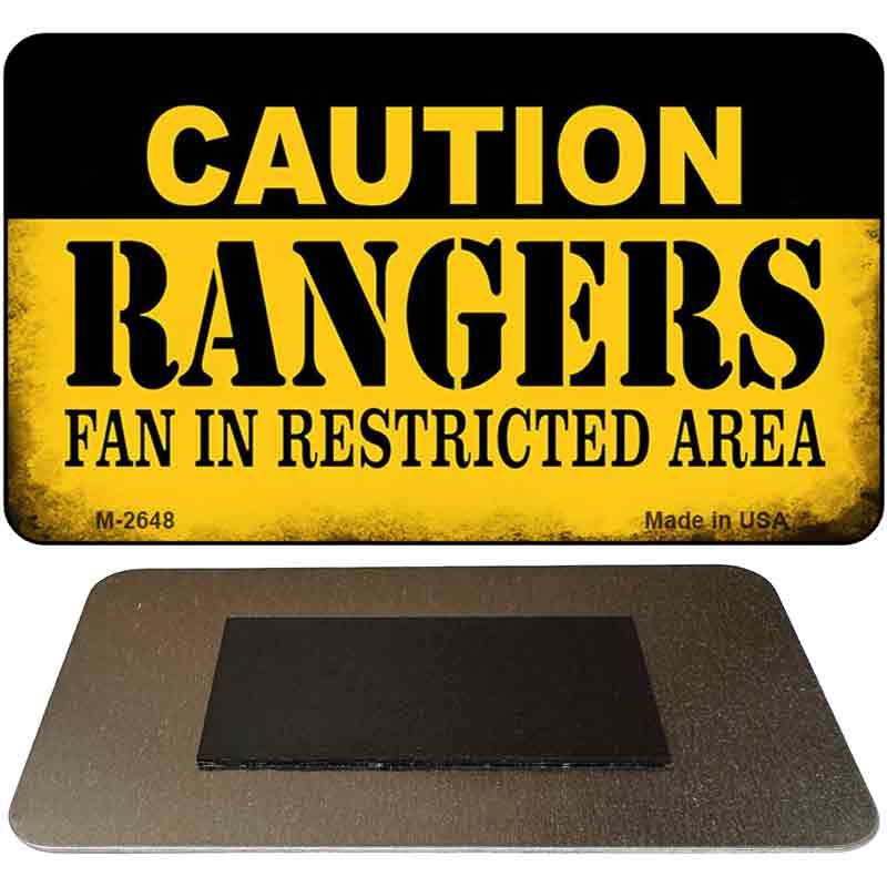 Caution Rangers Fan Area Novelty Metal Magnet M-2648