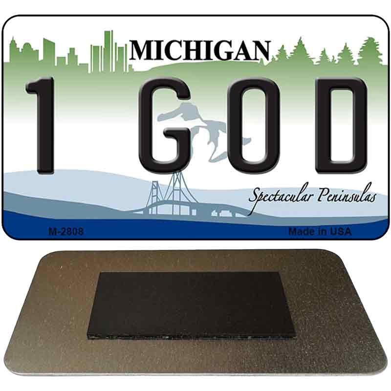 1 God Michigan State License Plate Tag Novelty Magnet M-2808