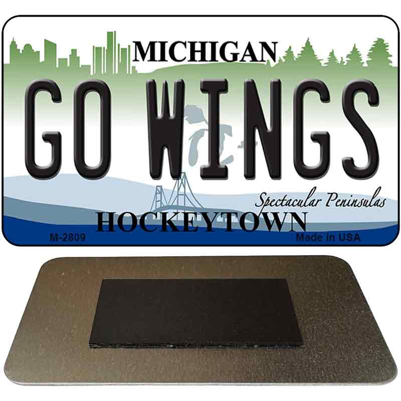 Go Wings Michigan State License Plate Tag Novelty Magnet M-2809