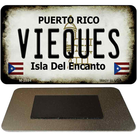 Vieques Puerto Rico State License Plate Tag Magnet M-2884