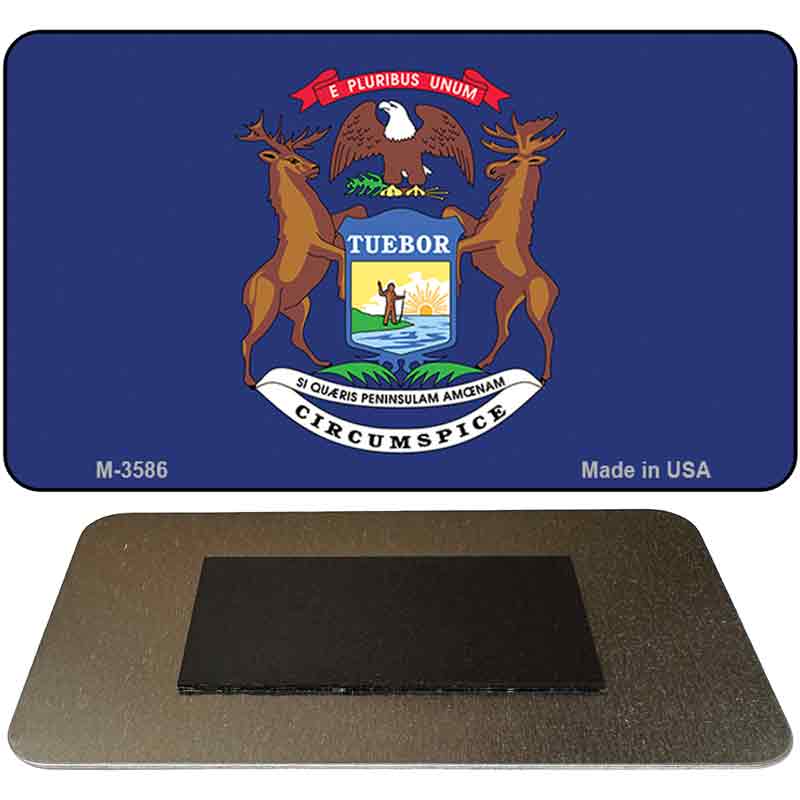 Michigan State Flag Novelty Metal Magnet M-3586