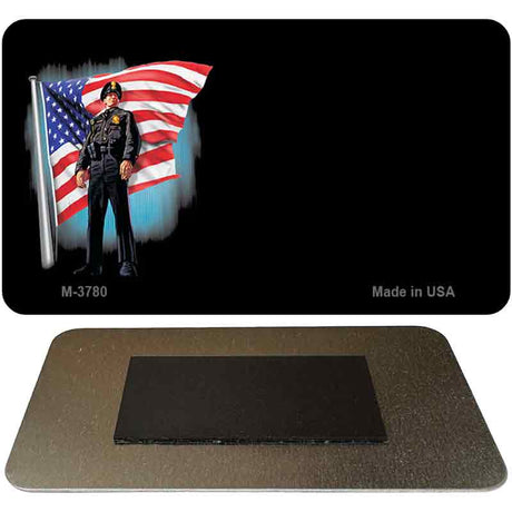 Officer and Flag Offset Novelty Metal Magnet M-3780