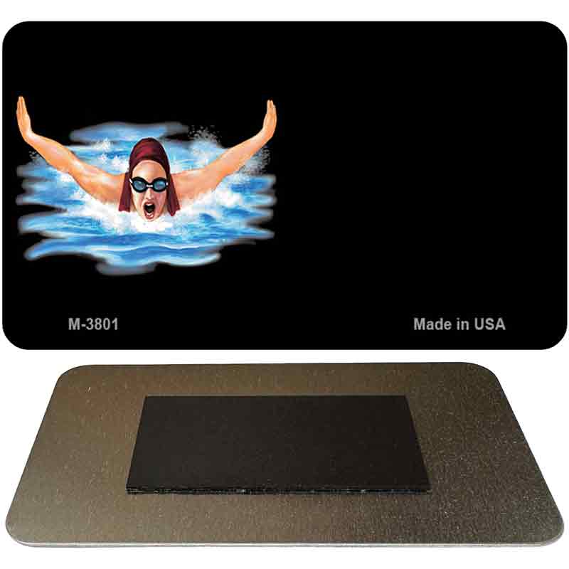 Female Swimmer Offset Novelty Metal Magnet M-3801